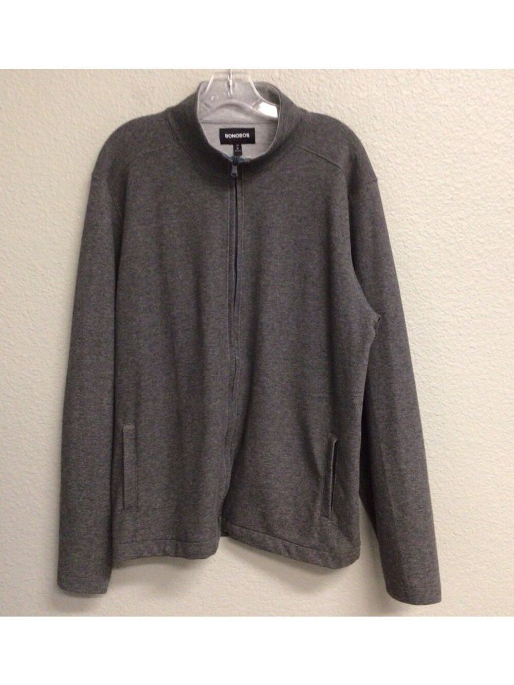 Bonobos Cotton Blend Pique Jacket Gray Full Zip Pockets Golf Mens Size Slim XL